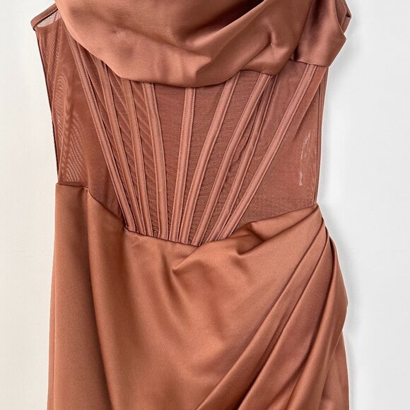 House of CB Toffee Asymmetric Drape Midi Corset Dress - Picture 4 of 8